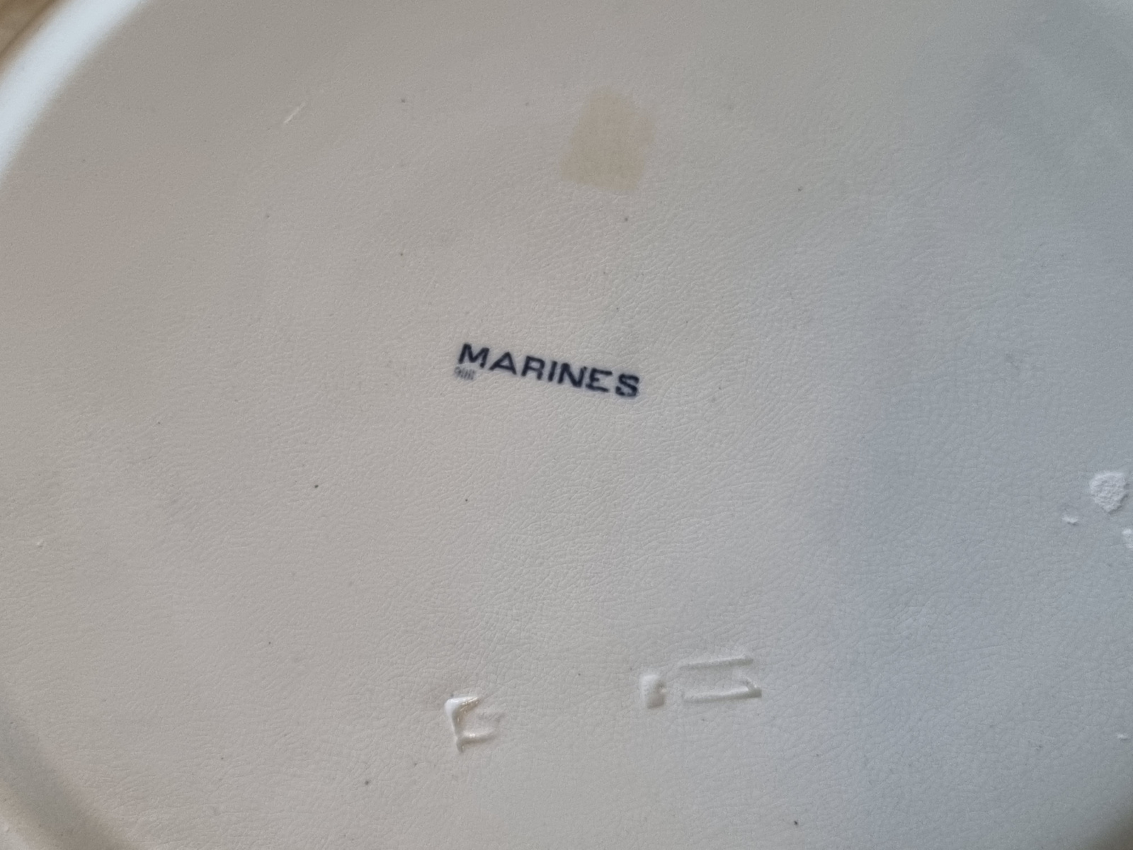 Verkocht = Petrus Regout Marines donkerblauw serveerbord 34 cm (rond model, zonsondergang)