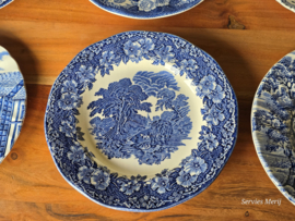 Engels blauw Mix & Match Set 6x ontbijtbord 19,5 - 20,5 cm