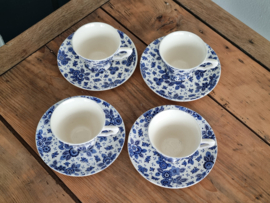 Beatrix Societe Ceramique set 4x Koffie Kop en schotel met bloemkooloortje