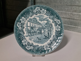 Engels groen/petrol Royal Tudor Ware Coaching Taverns plat dinerbord 25 cm