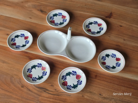 Boerenbont Boch serveerset | petit four met greep 6-personen