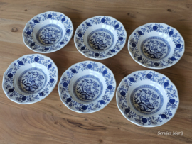 Engels blauw Enoch Wedgwood Blue Onion set 6x diep pasta curry bord 22,5 cm