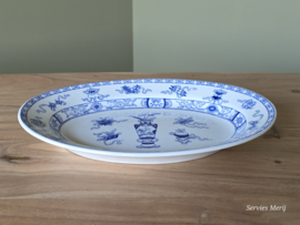 Potiche blauw Petrus Regout ovale schaal 31,5 cm