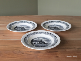 Boerenhoeve Zwart Societe Ceramique set 3x diep pasta curry bord  23,5 cm