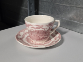 Engels rood English Ironstone Tableware EIT kop en schotel