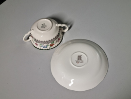 Engels Spode Copeland Chinese Rose soepkom met schotel (hoog model)