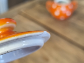 Societe Ceramique Christiania oranje met stippen Suikerpot