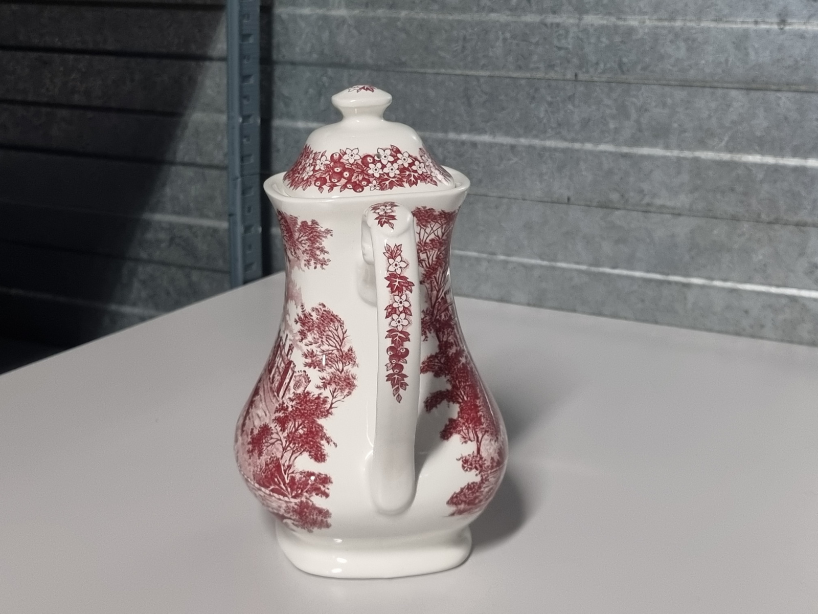 Engels rood Meakin Merrie England koffiepot theepot 18 cm