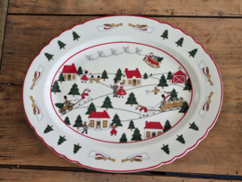 Engels Mason's Christmas Village 1983 Kerstservies robuuste ovale Schaal 39,5 cm