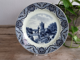 Wandbord Societe Ceramique Mooi Nederland Nijmegen Kruittoren blauw 23 cm