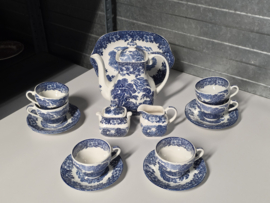 Engels blauw Enoch Wedgwood Woodland koffieservies theeservies 6 personen