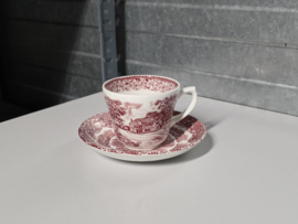 Engels rood Grindley Country Inns kop en schotel (decor binnenin)