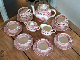 Regout Castillo rood Koffie Theeservies 8-pers.