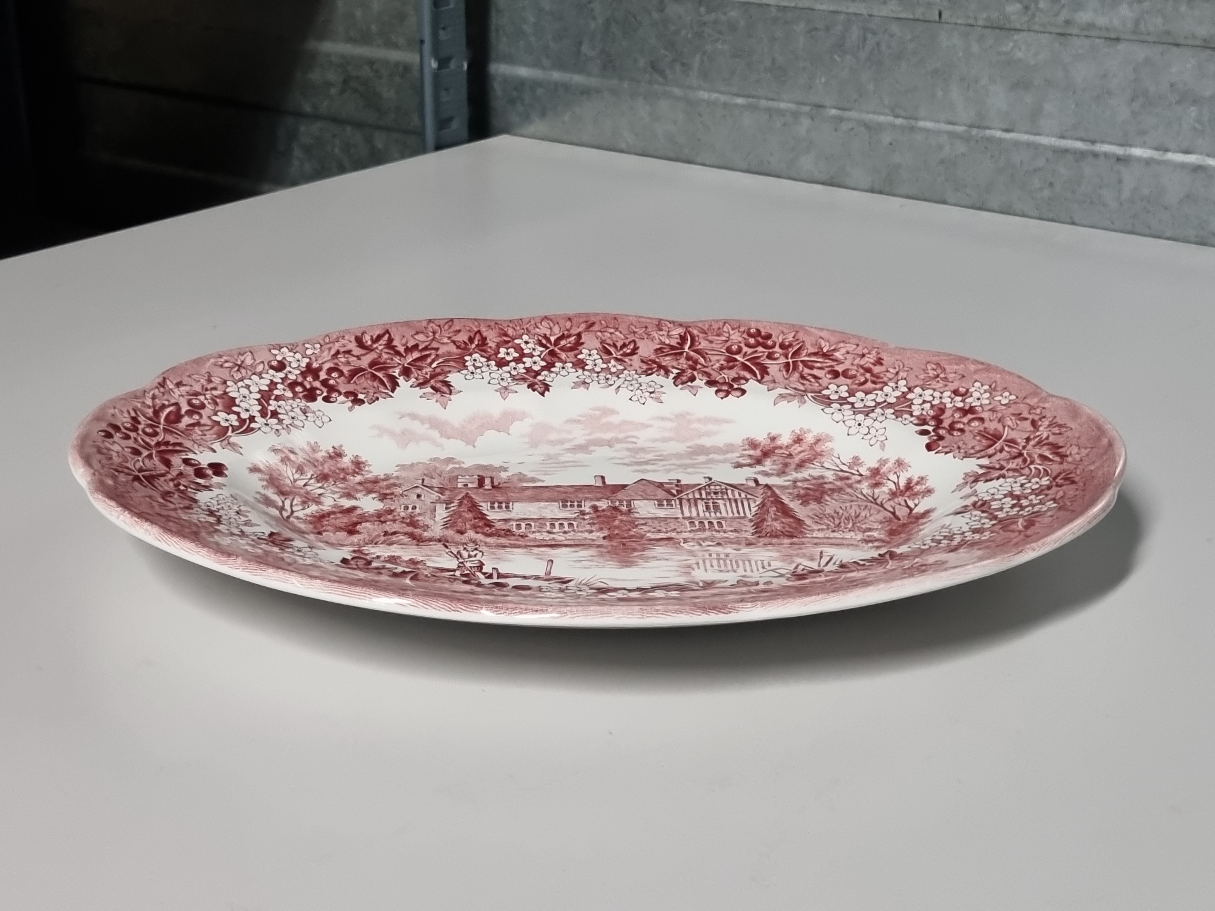 Engels rood Meakin Romantic England ovale schaal 30,5 cm