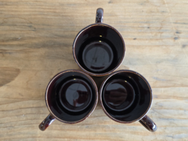Regout Royal Sphinx bruin set 3x espresso kop en schotels bruin