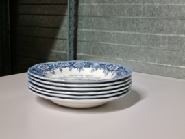 Engels blauw Alfred Meakin English Village set 6x Diep Pasta curry bord 23 cm