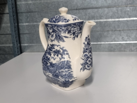 Engels blauw Ironstone EIT koffiepot theepot (wagen)