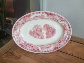 Regout Castillo Old England rood ovale schaal 34 cm