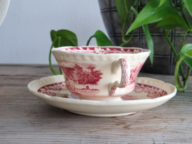 Boerenhoeve Rood Societe Ceramique Kop en schotel (creme)
