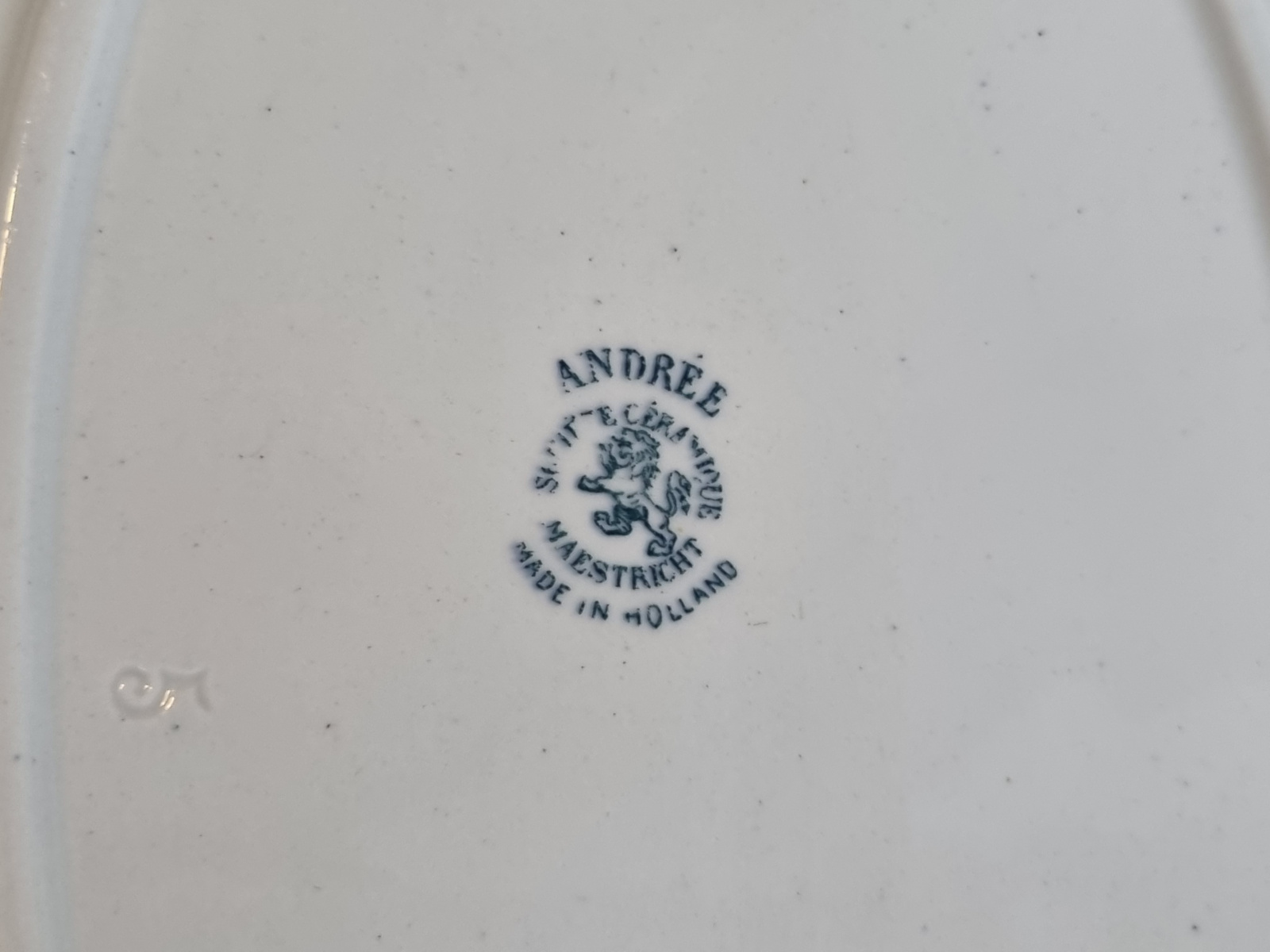 Societe Ceramique Andree petrol ovale schaal 34,5 cm
