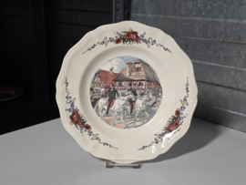 Frans Sarreguemines Obernai diep bord 25 cm (paarden)
