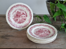 Boerenhoeve Rood Societe Ceramique set 6x Ontbijtbordje 20,5 cm (wit)