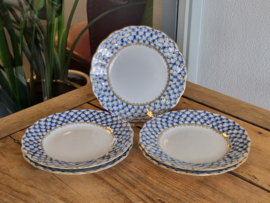 Lomonosov blauw Cobalt set 5x Gebaksbordje 15 cm