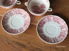 Villeroy en Boch Burgenland rood set 2x soepkom met schotel (rond oortje)