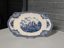 Engels blauw Johnson Bros Old Britain Castles rechthoekige schaal 32,5 cm