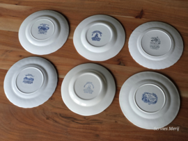Engels blauw Mix & Match Set 6x ontbijtbord 19,5 - 20,5 cm