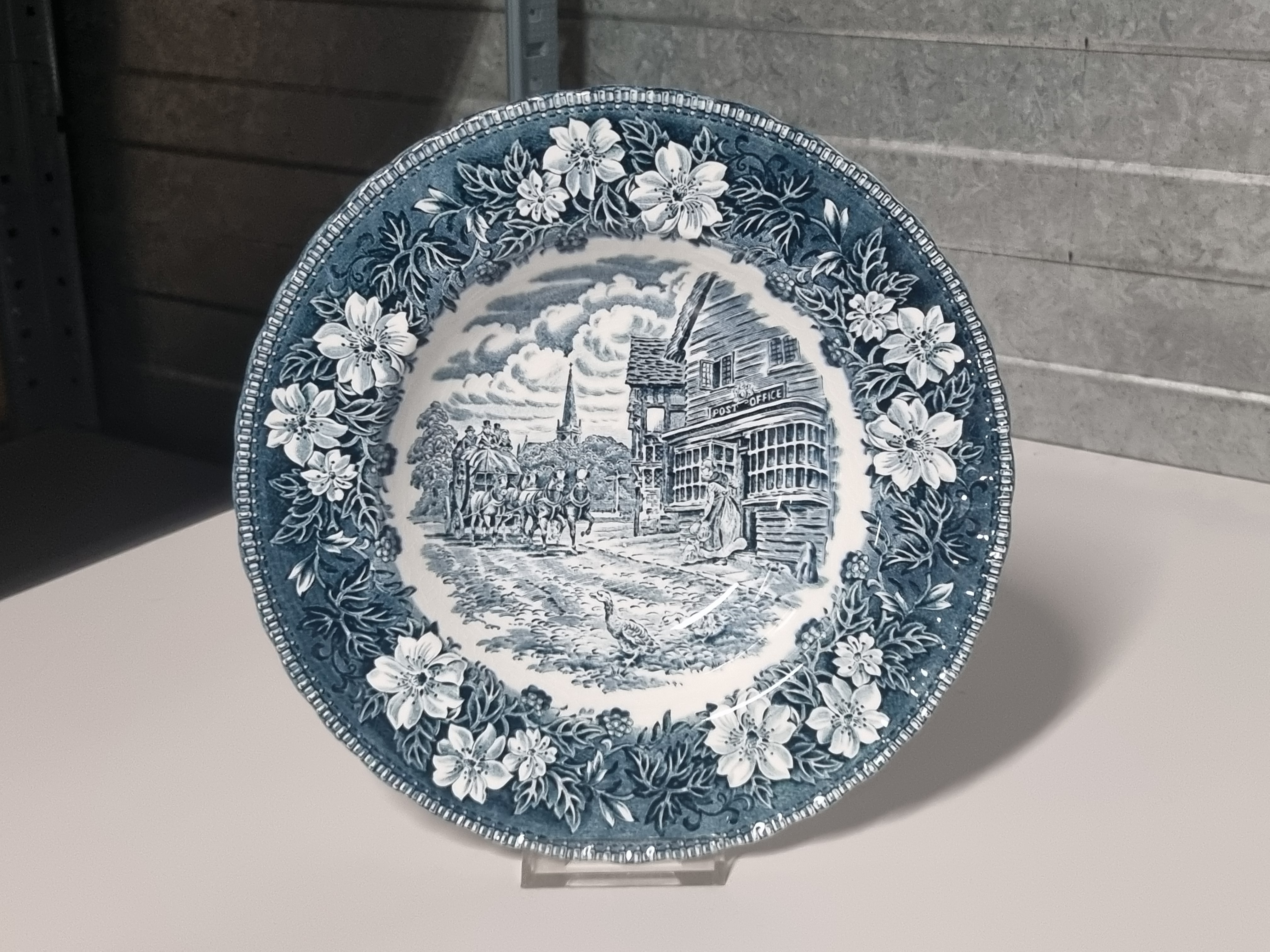Engels groen/petrol Royal Tudor Ware Coaching Taverns diep pasta curry bord 23 cm
