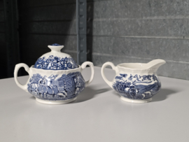 Engels blauw 17th Century England Royal Tudor Ware Staffordshire roomstel