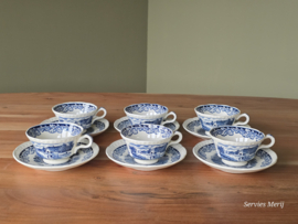 Boerenhoeve blauw Societe Ceramique set 6x kop en schotel