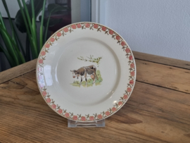 Frans Sarreguemines Enfants plat Bordje 16 cm (afb. koe)