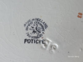 Potiche oranje gekleurd Societe Ceramique plat dinerbord 23,5 cm