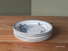Petrus Regout Malaga petrol set 6x plat dinerbord 24 cm
