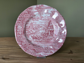 Engels rood Enoch Wedgwood Dickens Coaching Days plat dinerbord 25 cm