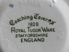 Engels groen Coaching Taverns Royal Tudor Ware Staffordshire Roomstel