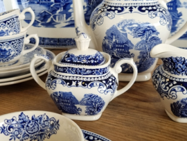 Regout Myott Castillo Old England blauw compleet ontbijtservies 8 personen
