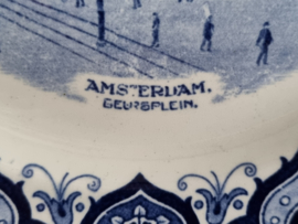 Wandbord Societe Ceramique Mooi Nederland Amsterdam Beursplein blauw 23 cm