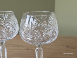 Boheems Kristal Glas set van 2x op hoge voet 19,5 cm kleur Blanc
