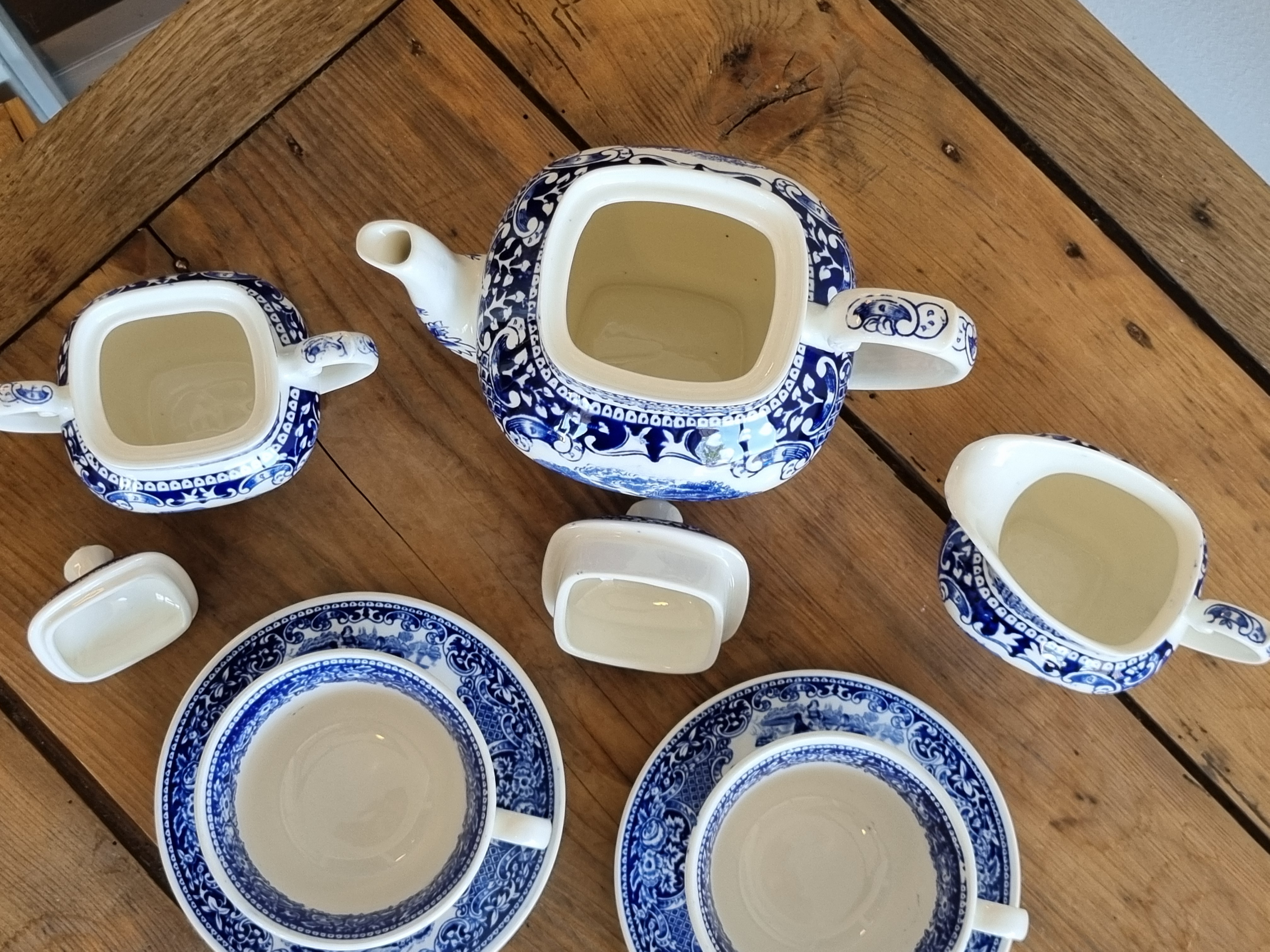 Regout Castillo Old England Cambridge blauw theestel voor 2 personen