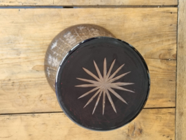 Boheems Kristal Glas Bordeauxrode hoge brede Vaas 25,5 cm