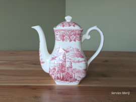 Engels rood English Ironstone Tableware EIT koffiepot Neuschwanstein 18 cm