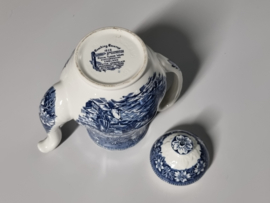 Engels blauw Coaching Taverns Royal Tudor Ware Staffordshire Koffie Theepot