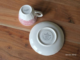 Villeroy en Boch Burgenland rood koffie kop en schotel (zwart stempel)