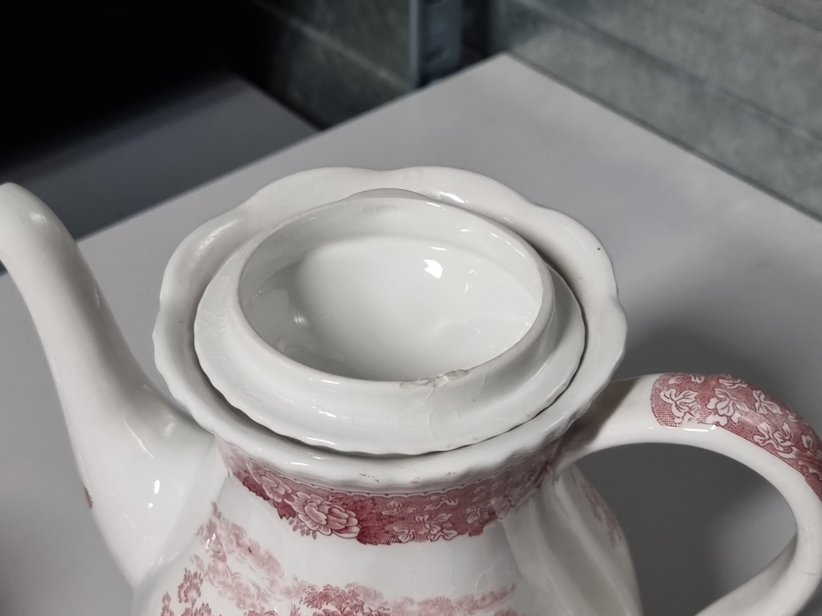 Engels rood Wedgwood Adams English Scenic koffieservies 6 personen (recht randje)