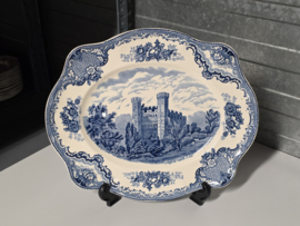 Engels blauw Johnson Bros Old Britain Castles rechthoekige schaal 39 cm