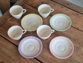 Vintage Boch pastel set 4x Kop en schotel (1)