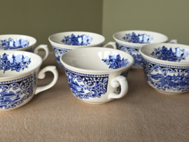 Regout Castillo Old England blauw set 6x los Kopje (bloem binnenin met puntoortje)
